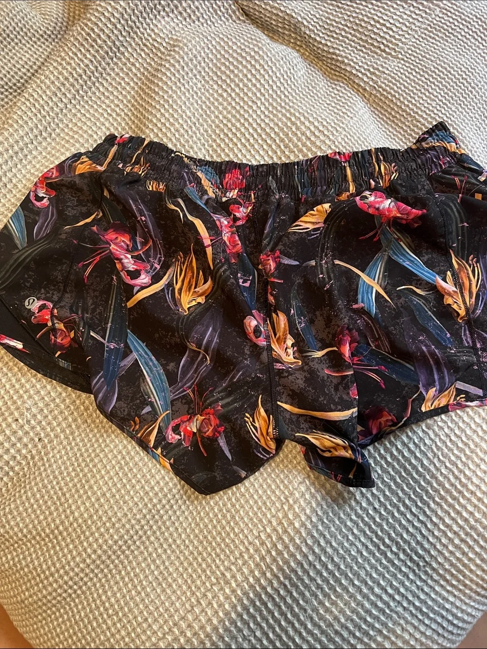 lululemon athletica Hotty Hot Black Floral Athletic Shorts
